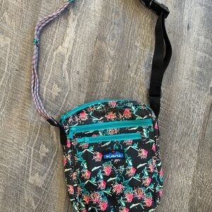 Kavu Black and Teal Crossbody Bag with Multicolor Accents